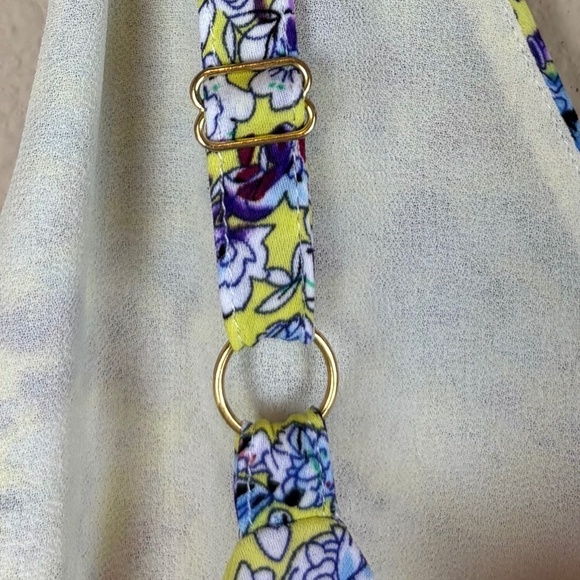 Cabi Yellow Scatter Floral Scribble Tank Cami Blouse; Lined; Size L - Picture 3 of 5